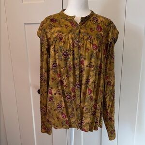 Treasure & Bond Mustard and Red Floral Blouse